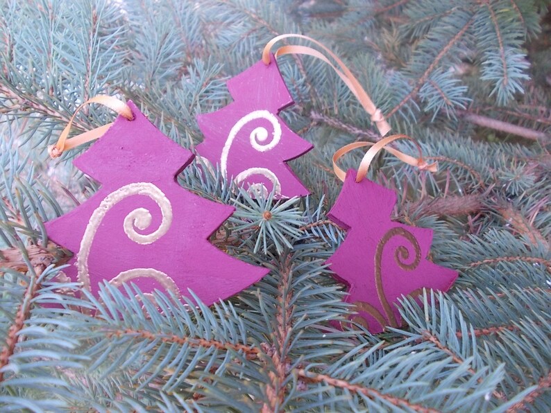 3 Pc 2 4 X 2 6vintage Wooden Christmas Tree Etsy