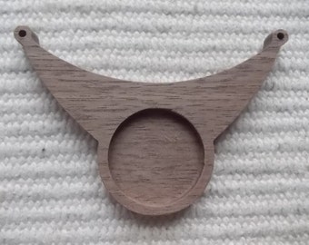 1 p unfinished long horn with round cameo base pendant base, wooden jewel tray,pendant setting,eco-friendly product,wood jewel supply