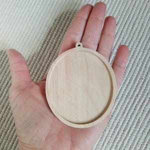 1 stuk 3,1 x 2,3 inch onafgewerkte houten ovale fotolijst met of zonder lus, houten ovale rand, ovale houten setting, ovale minifotolijst