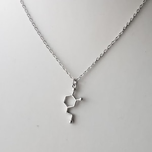 Dopamine molecule silver necklace