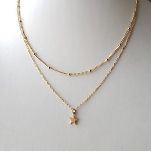 Gold chain layered necklace with star pendant image 2