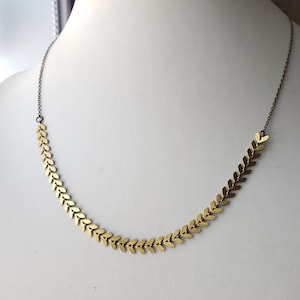 Chevron chain raw brass necklace