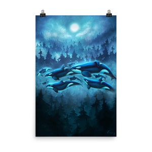 Orca Triptych Panel 2- &quot;Moon Sea&quot;