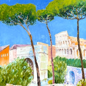 Rome, Italy - Original Oil Painting from artist - Cityscape Painting - Rome  Coliseum 16x20 inches
