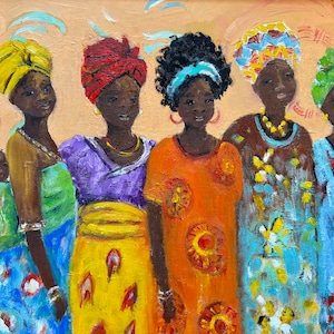 Afrikanische Frauen - Originale Ölgemälde - Öl auf Leinwand - Figurative Malerei - Afrika Vibes - Home Decor - Frauen Porträt