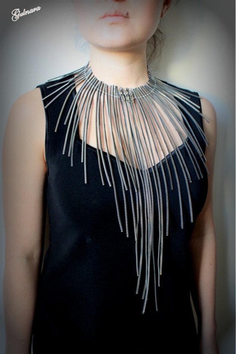 Zipper Necklace Statement Bib Necklace Etsy