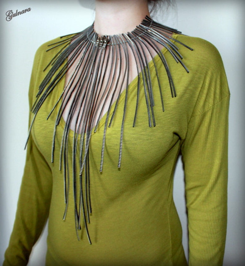 Zipper Necklace Statement Bib Necklace Etsy