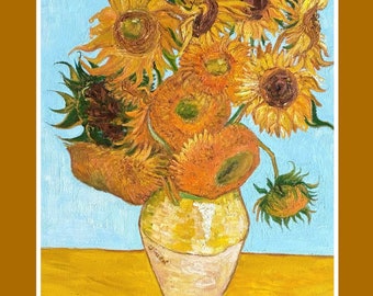 Sunflowers -Original Oil Painting after Vincent Van Gogh -Impasto Art Work -Impressionistic Art - 16x20 inches
