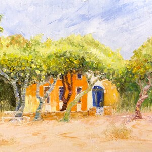 Casa en la playa - Pintura al óleo original - Arte contemporáneo - Decoración del hogar - Paisaje - Pintura en venta - Florida Beach 12x9 pulgadas