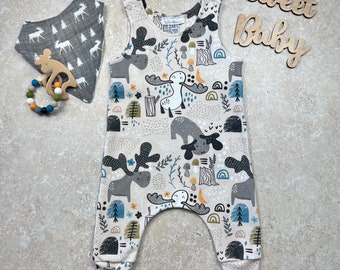 Elch-Strampler, Bio-Baumwolle Babykleidung, Duschgeschenk