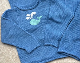 Whale Sweater, Maine Sweater, Baby Sweater, Sea Creature Sweater, Baby Gift