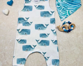 Ekologisk bomullsvalsparkdräkt, nautisk babyoutfit