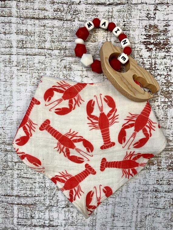 Lobster Bandana Baby Bib, 100% Cotton Gauze - Etsy display picture 2