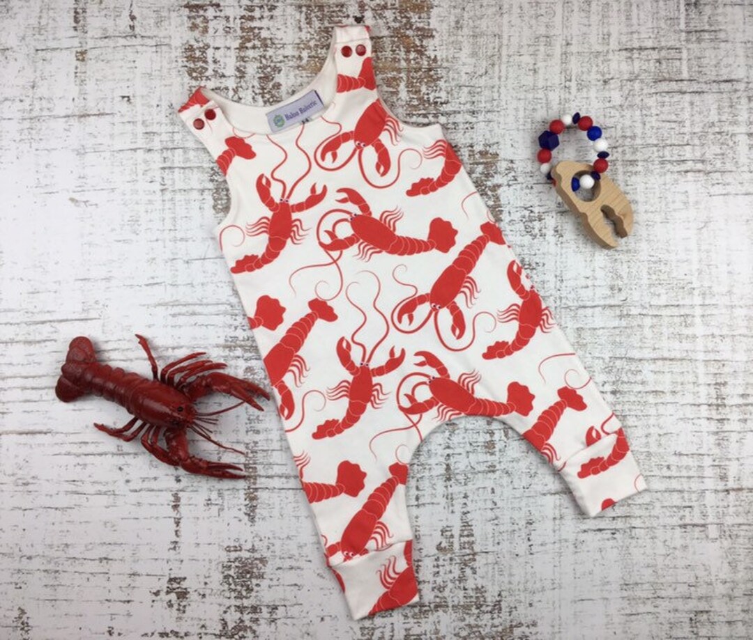 Lobster Romper, Lobster Pants, Nautical Outfit, Nautical Baby, Baby