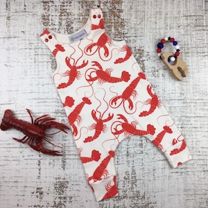 Lobster Romper, Lobster Pants, Nautical Outfit, Nautical Baby, Baby Romper, Maine Baby, Shower Gift