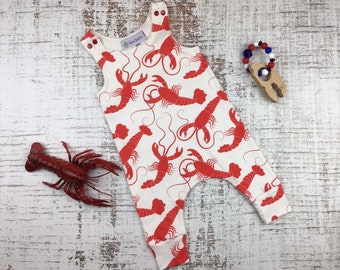 Lobster Romper, Lobster Pants, Nautical Outfit, Nautical Baby, Baby Romper, Maine Baby, Shower Gift