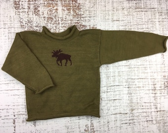 Moose Sweater, Maine Sweater, Baby Sweater, Woodland Sweater, Baby Gift