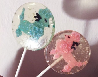 3 Sugar Cookie Flavored Fancy Sparkling Poodle Marzipan Lollipops