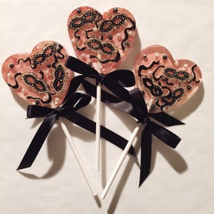 3 Valentines Masquerade Cherry Rose Celebration Luxe Wedding Valentines Day Party Favors Lollipops image 1