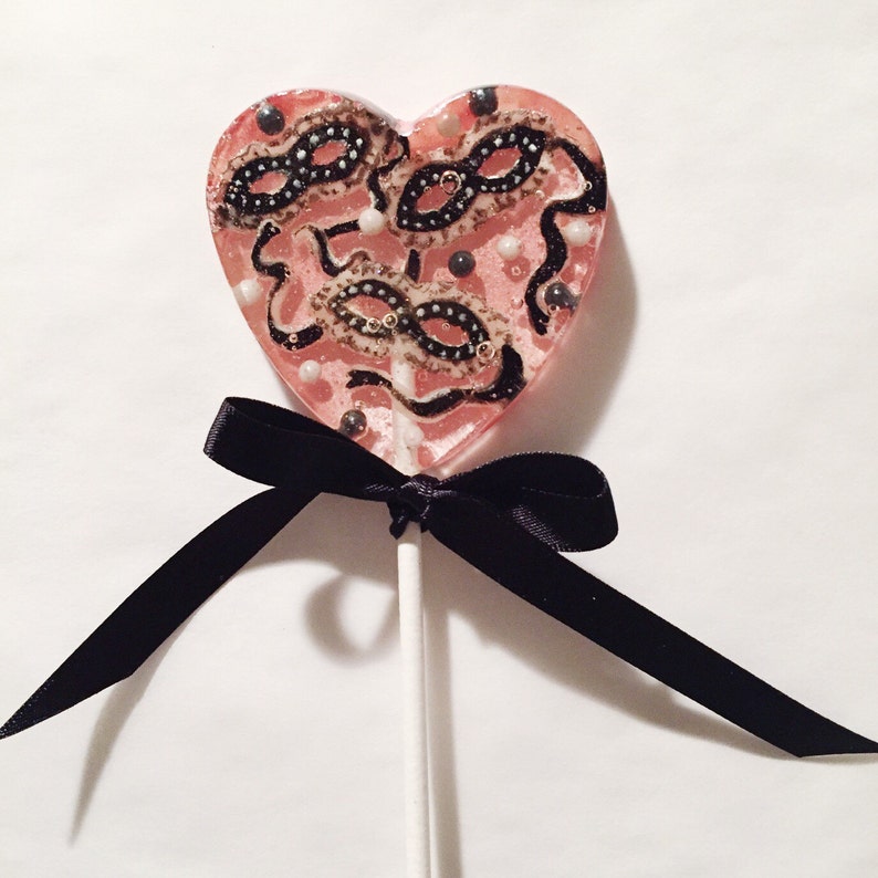 3 Valentines Masquerade Cherry Rose Celebration Luxe Wedding Valentines Day Party Favors Lollipops image 3