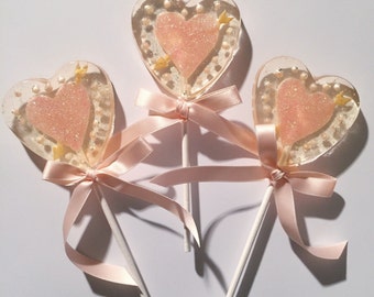 3 Glittered Arrow Pierced Glitter Hearts Luxe Valentines Birthday Wedding Celebration Lollipops