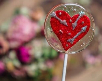 3 Natural Chocolate And Raspberry Flavored Hearts And Arrows Valentines Wedding Party Favors Lollipops