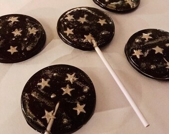 3 Pink Stars at Night Wedding Party Favors Lollipops