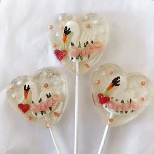 3 Swans of Love Vintage Valentine Wedding Favors Lollipops image 4