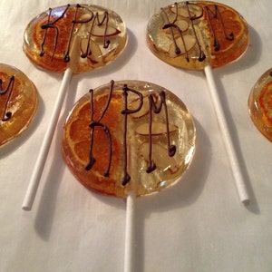 3 Italian Bergamot Party Favors Lollipops With Tangerine Slices And Slivered Almonds image 4