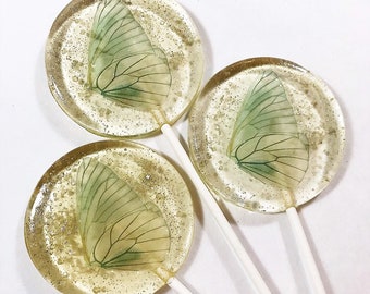 3 Magic Transparent Butterfly Wing Luxe Wedding Favors Lollipops