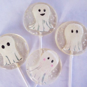 3 Marshmallow Flavored Sparkly Ghost Halloween Party Favors Lollipops image 1