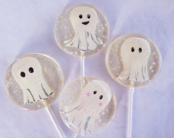 3 Marshmallow Flavored Sparkly Ghost Halloween Party Favors Lollipops