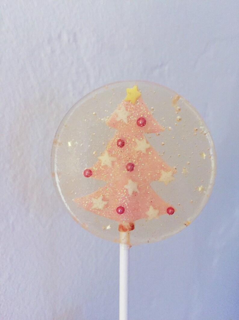 3 Natural Peppermint Flavored Sparkly Vintage Christmas Tree Holiday Festive Celebration Lollipops image 4