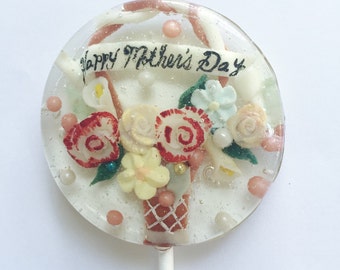 3 Mother's Day Victorian Basket Birthday Token of Love Celebration Lollipops