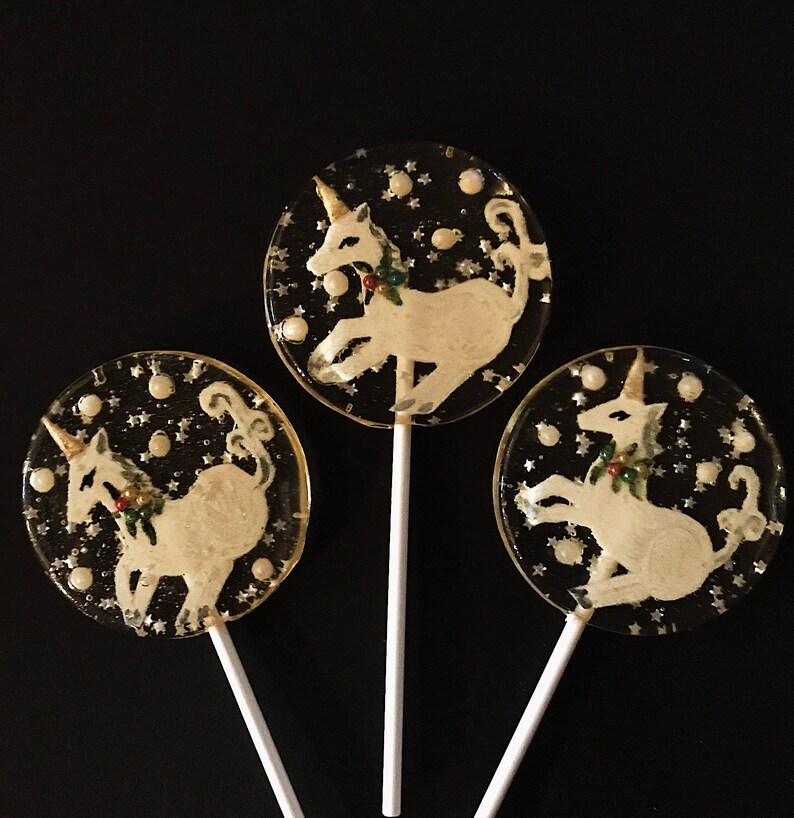 3 Enchanted Unicorn Holiday Wedding Party Favors Lollipops image 1