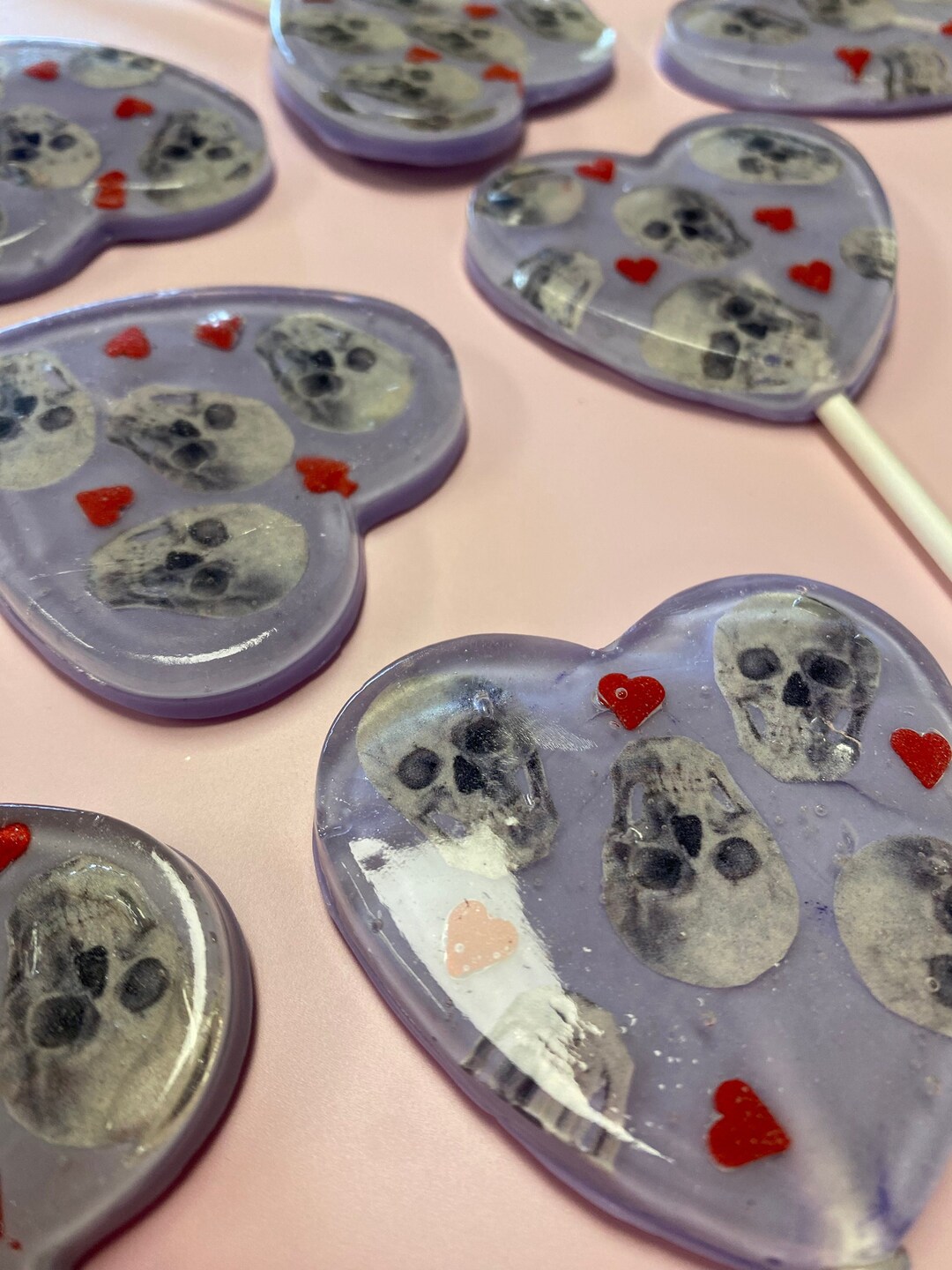 3 Pastel Goth Love Skull Lollipops Etsy