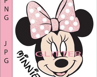 Minnie mouse svg, Png minnie gold glitter, cabeza de minnie, Cricut Cut File, Silhouette Cut File - Descarga instantánea, minnie dxf.