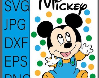 Micke-y mouse baby svg, eps, dxf, archivos de corte de ratón bebé de 1er año