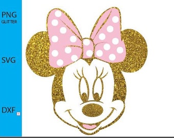 Minnie mouse svg, Png minnie gold glitter, cabeza de minnie, Cricut Cut File, Silhouette Cut File - Descarga instantánea, minnie dxf.