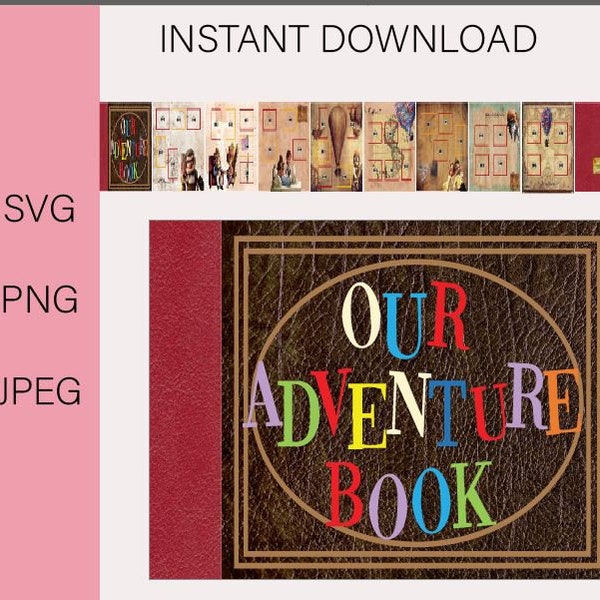 Libro de aventuras con PEGATINAS para imprimir, nuestro libro de aventuras con pegatinas, archivo svg, dxf