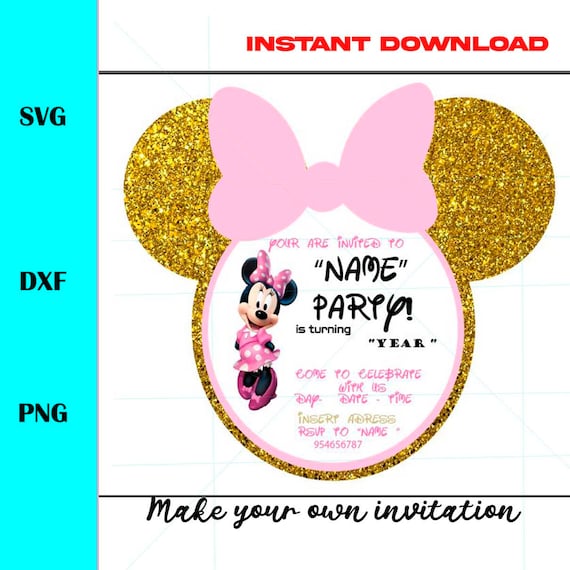 Minnie Mouse INVITATION Svg Template Minnie Invitation Svg Etsy Canada