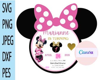 Minnie mouse INVITATION svg, template minnie invitation svg, png, Cricut Cut File, Silhouette Cut File - Descarga instantánea