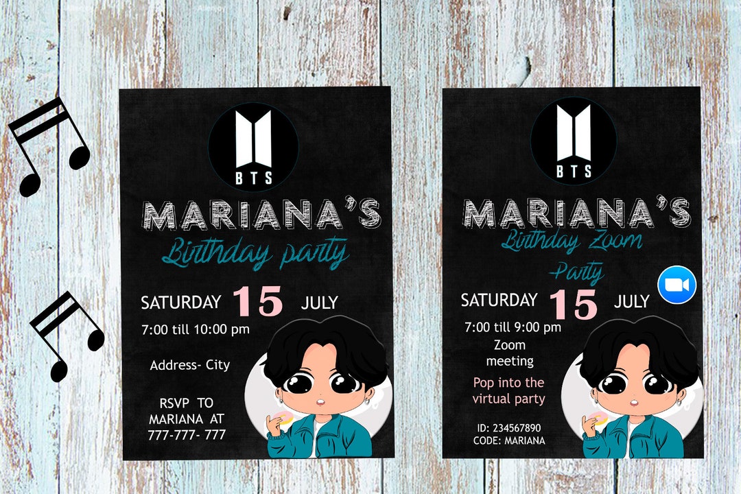BTS Invitation Printable Inviatation Kpop invitation Boy - Etsy