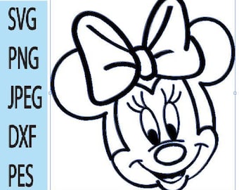 Minnie mouse svg, Png minnie gold outline, cabeza de minnie, Cricut Cut File, Silhouette Cut File - Descarga instantánea, minnie dxf.