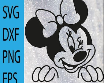 Minnie mouse svg, Png minnie outline, cabeza de minnie, Cricut Cut File, Silhouette Cut File - Descarga instantánea, minnie dxf.