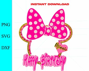 Minnie Topper SVG, archivo de corte de toppers para pasteles