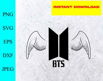 BTS logo wing svg , Png logo bts, Pdf  Logo ,  DXF bts , bts Cricut Cut File, Silhouette Cut File - Instant Download, vinyl