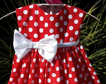 Red, White Spot Baby Dress