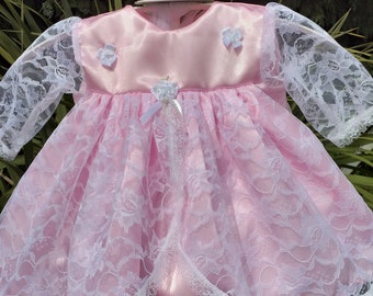 Pretty Pink Satin and Lace Party Dress