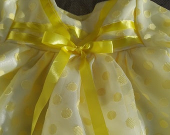 Lemon Lace over Lemon Satin Baby Dress